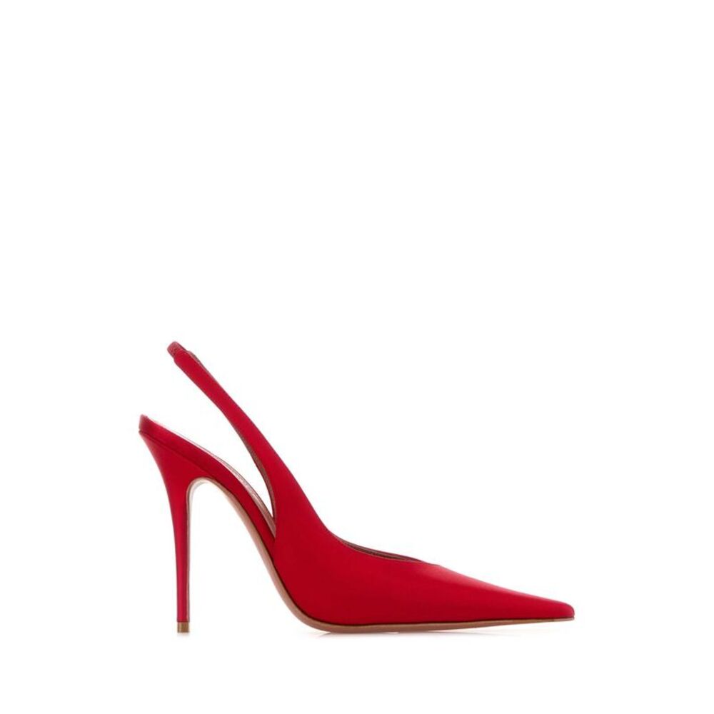 Amina Muaddi Women Red Satin Anok Pumps
